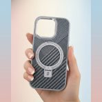 BUZZBEA Luxe TechWoven MagSafe Case for iPhone 16 Pro – Premium Designer Fabric Texture with Integrated Foldable Kickstand | Metallic Lens Protection | Luxury Shockproof Back Cover - Image 2