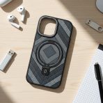 BUZZBEA Luxe TechWoven MagSafe Case for iPhone – Premium Designer Fabric Texture with Integrated Foldable Kickstand | Metallic Camera Protection | Luxury Shockproof Back Cover - Image 2