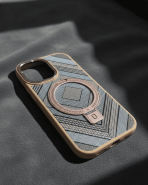 BUZZBEA Premium TechWoven Geometric Chevron MagSafe Case with Hidden O-Ring Kickstand for iPhone – Luxury Fabric Texture | Metallic Camera Protection | Shockproof - Image 2