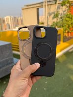 BUZZBEA Luxe Series Case for iPhone – Designer TechWoven & Carbon Fiber Texture | Integrated MagSafe Foldable Kickstand | Metallic Lens Protection | Premium Shockproof Back Cover - Image 3