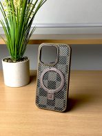 BUZZBEA Artisan Chevron TechWoven MagSafe Case for iPhone – Multi-Tone Geometric Weave | Rose Gold Metallic Accents - Image 7