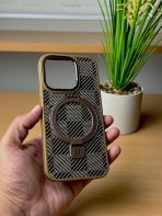 BUZZBEA Artisan Chevron TechWoven MagSafe Case for iPhone – Multi-Tone Geometric Weave | Rose Gold Metallic Accents - Image 4