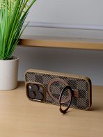 BUZZBEA Artisan Chevron TechWoven MagSafe Case for iPhone – Multi-Tone Geometric Weave | Rose Gold Metallic Accents - Image 3