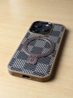 BUZZBEA Artisan Chevron TechWoven MagSafe Case for iPhone – Multi-Tone Geometric Weave | Rose Gold Metallic Accents - Image 6