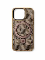 BUZZBEA Artisan Chevron TechWoven MagSafe Case for iPhone – Multi-Tone Geometric Weave | Rose Gold Metallic Accents