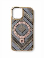 BUZZBEA Premium TechWoven Geometric Chevron MagSafe Case with Hidden O-Ring Kickstand for iPhone – Luxury Fabric Texture | Metallic Camera Protection | Shockproof