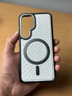 BUZZBEA Luxe Leather Texture MagSafe Compatible Case for Samsung Galaxy S24 – Premium White Snake Pattern | Shockproof Hybrid Slim Back Cover - Image 2