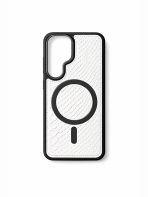 BUZZBEA Luxe Leather Texture MagSafe Compatible Case for Samsung Galaxy S24 – Premium White Snake Pattern | Shockproof Hybrid Slim Back Cover